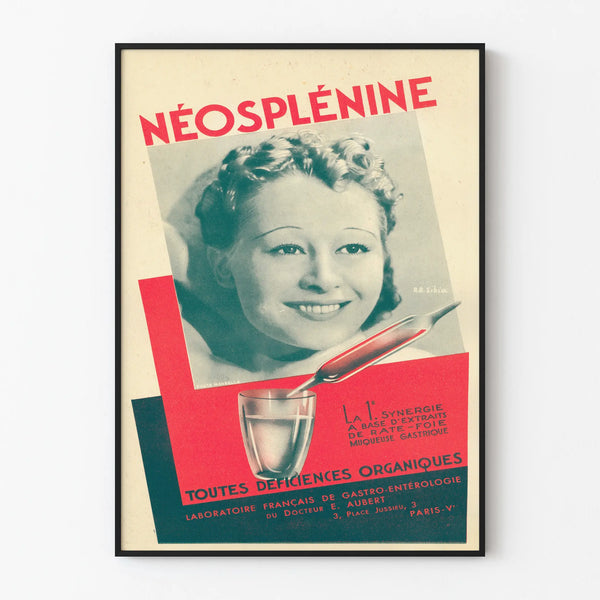Vintage poster Néosplénine - Retro medical wall decoration