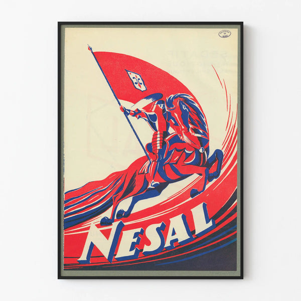 Vintage poster of a red and blue knight NESAL wall decoration