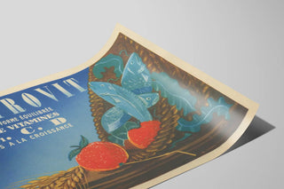 Vintage poster of Nestrovit vitamins A, B1, C, D — artwork view