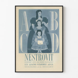 Vintage poster NESTROVIT vitamins A, B, C, D for growth