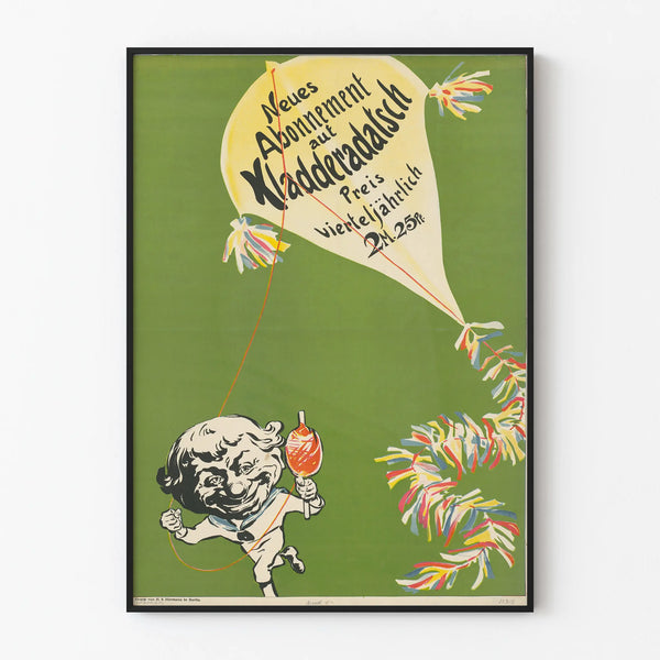Vintage poster 'New Subscription' on green background