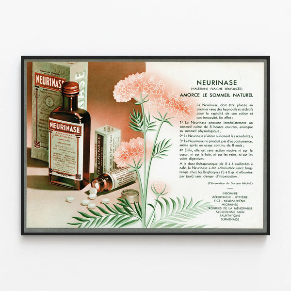 Vintage Poster Neurinase - Retro Medical Advertising Wall Decoration — framed artwork on a wall