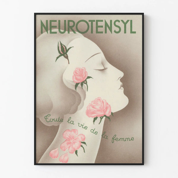 Vintage Poster Neurotensyl Woman and Roses
