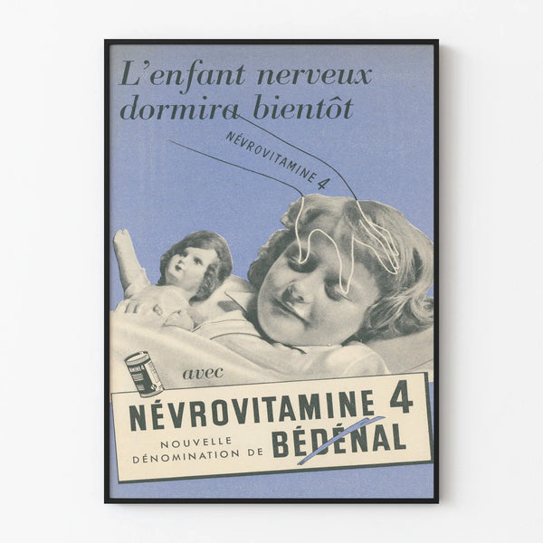 Vintage poster Névrovitamine 4 - Retro children's wall decoration