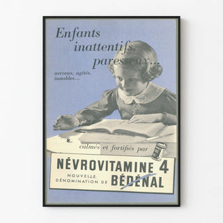 Vintage advertising poster Névrovitamine 4 for children with inattention and agitation