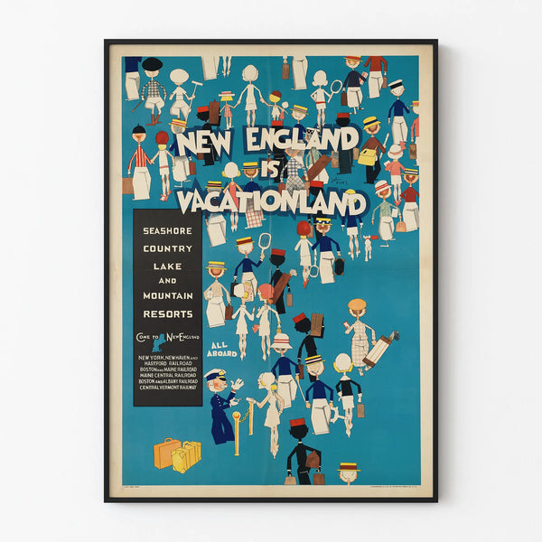 Vintage New England Is Vacationland Poster - Travel Wall Decoration