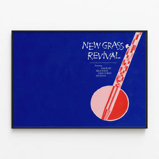 New Grass Revival Poster with Sam Bush and Bela Fleck - Musical Wall Decoration — framed artwork on a wall