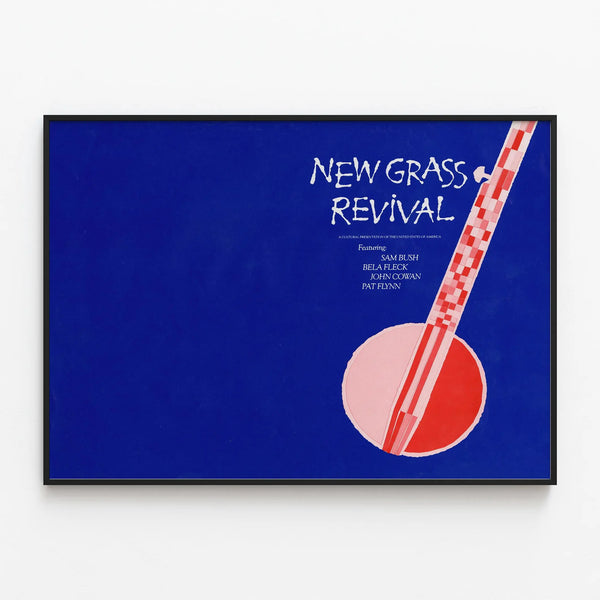 New Grass Revival Poster with Sam Bush and Bela Fleck - Musical Wall Decoration — framed artwork on a wall