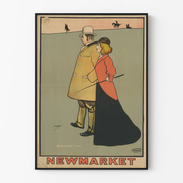 Vintage Newmarket Poster - Poppy and Her Trainer for Wall Decoration