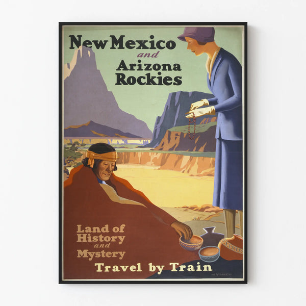 Vintage Poster of New Mexico and Arizona Rockies for Wall Decoration