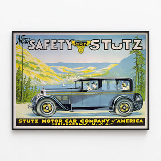 Vintage Stutz Safety 8 Car Poster — framed artwork on a wall