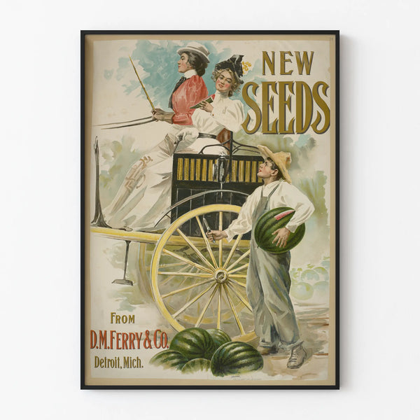 Vintage Poster New Seeds - Retro Agricultural Wall Decoration
