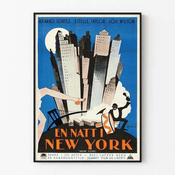 Vintage New York Night Poster - Retro Wall Decoration