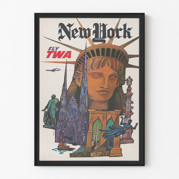 Vintage Wall Decoration Poster of New York Fly TWA