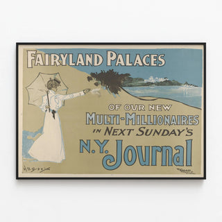 Vintage poster New York Journal - Fairland Palaces of the multimillionaires — framed artwork on a wall