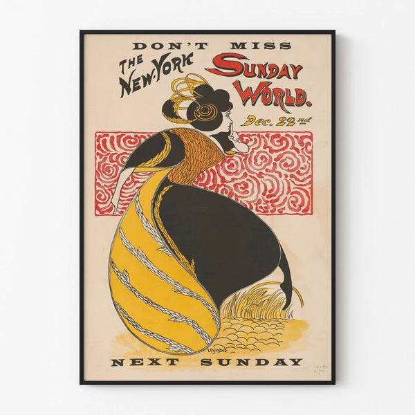 Vintage Sunday World New York Poster - Retro Wall Decoration