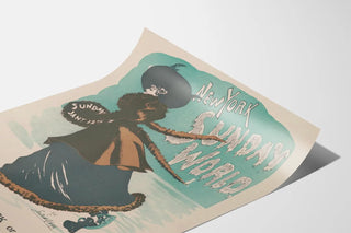 Vintage New York Sunday World Poster - Ice Skating Illustration