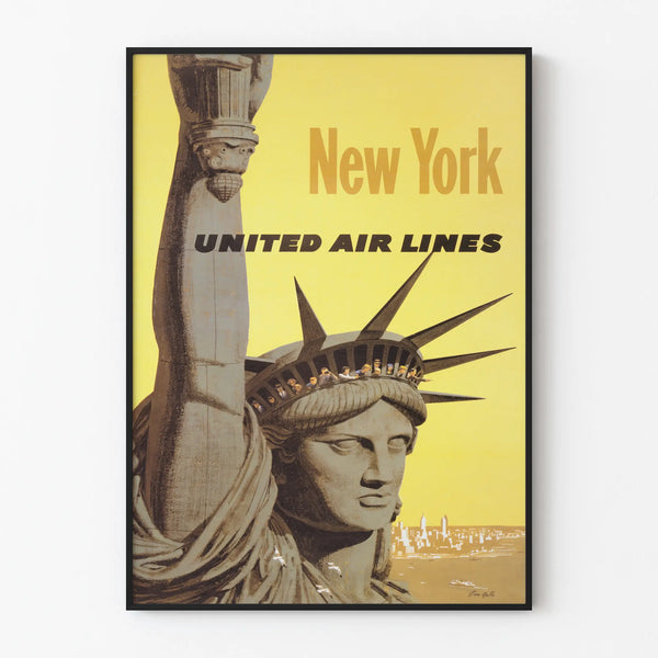 Vintage New York United Air Lines Poster Wall Decoration