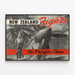 Vintage poster New Zealand Fights In Pacific Skies — framed artwork on a wall