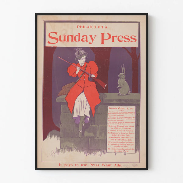 Vintage poster Philadelphia Sunday Press - Retro wall decor 1895