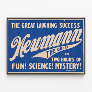 Vintage poster Newmann The Great - Science and Mystery in Spectacle — framed artwork on a wall