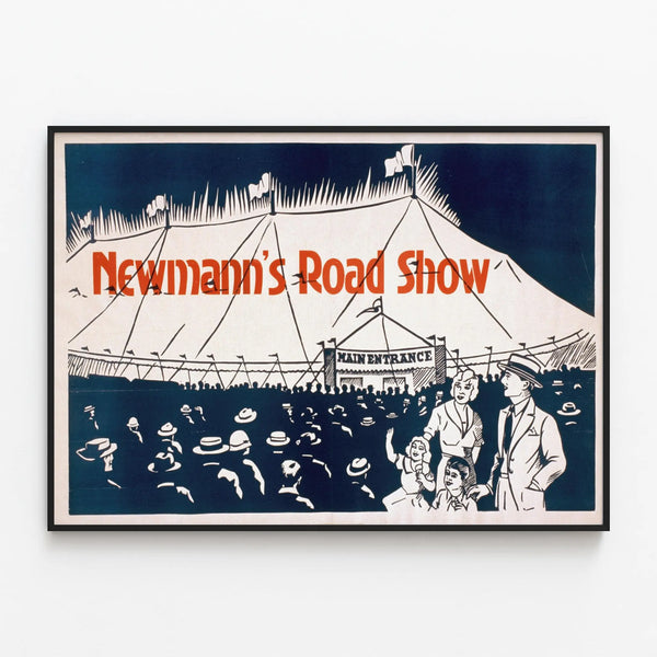 Vintage Poster Newmann's Road Show - Retro Wall Decoration — framed artwork on a wall