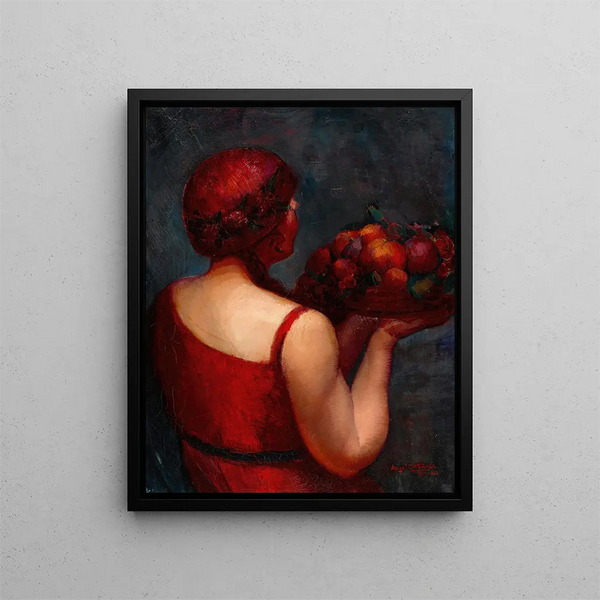 Basket of Abundance - Ángel Zárraga — framed artwork on a wall