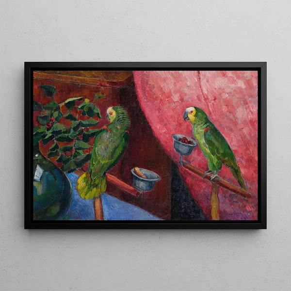 Composition with Parrots - Ángel Zárraga — framed artwork on a wall