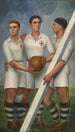Trois footballeurs avec béret - Ángel Zárraga — artwork view