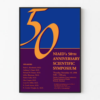 Vintage poster celebrating 50 years of the NIAID scientific symposium