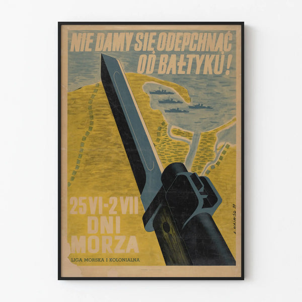 Vintage Polish military poster for the protection of the Baltic Sea
