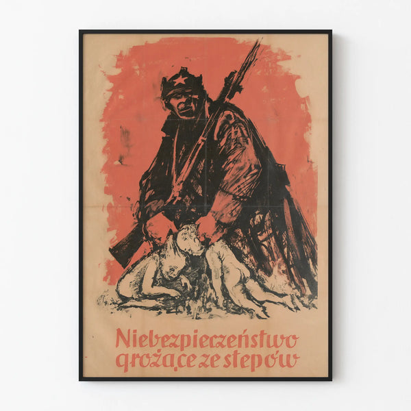 Polish war poster with soldier and children