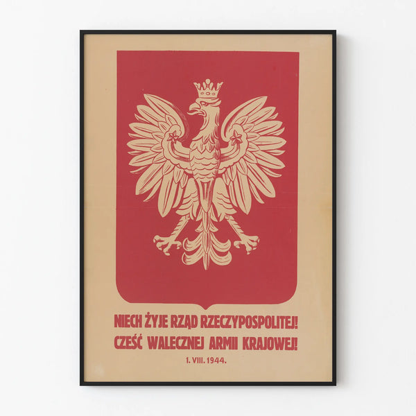 Polish patriotic poster with crowned eagle and historical text
