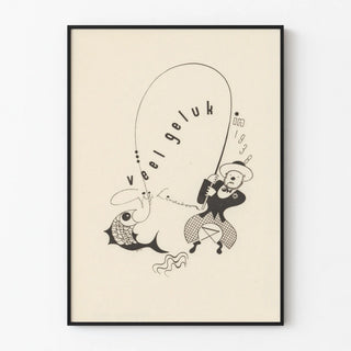 Vintage greeting poster for 1938 by Gijs Lindeboom