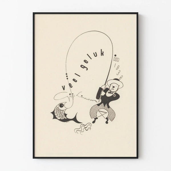 Vintage greeting poster for 1938 by Gijs Lindeboom