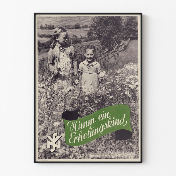 German Vintage Poster 'Nimm ein Erholungskind' for Wall Decoration