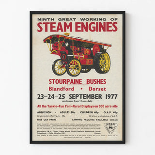 Vintage Poster of Steam Engines - Stourpaine Bushes 1977