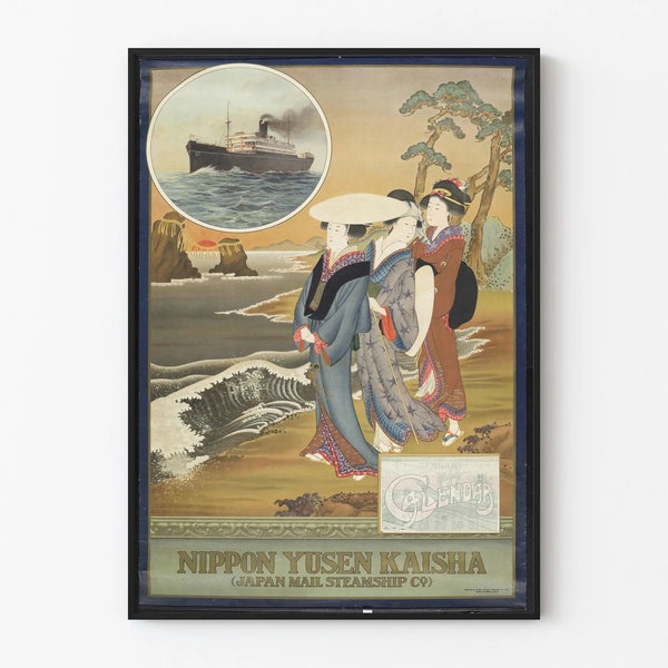 Vintage Poster Nippon Yusen Kaisha - Steamship and Elegant Japanese Women