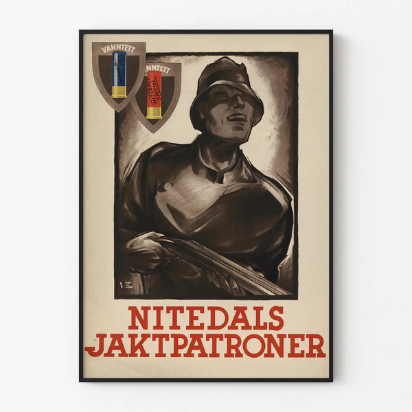 Vintage poster Nitedals hunting cartridges wall decoration