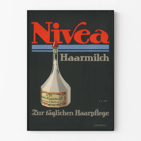Vintage poster wall decoration Nivea Haarmilch hair care