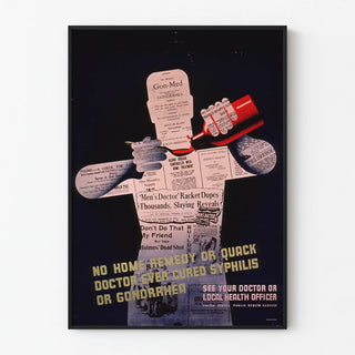 Vintage health prevention poster against syphilis and gonorrhea