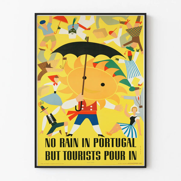 Vintage Portugal Poster Sun and Tourists