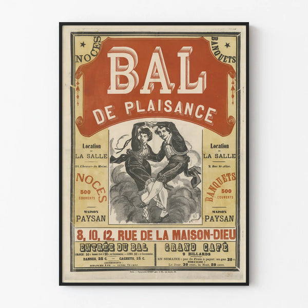Vintage poster of a Pleasure Boat dance, decorative for wall