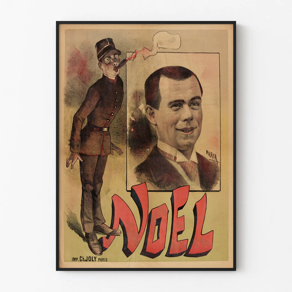Vintage Christmas decorative poster with portrait and period uniform