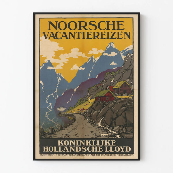 Vintage Poster Noorsche Vacantiereizen for mountain and travel decor