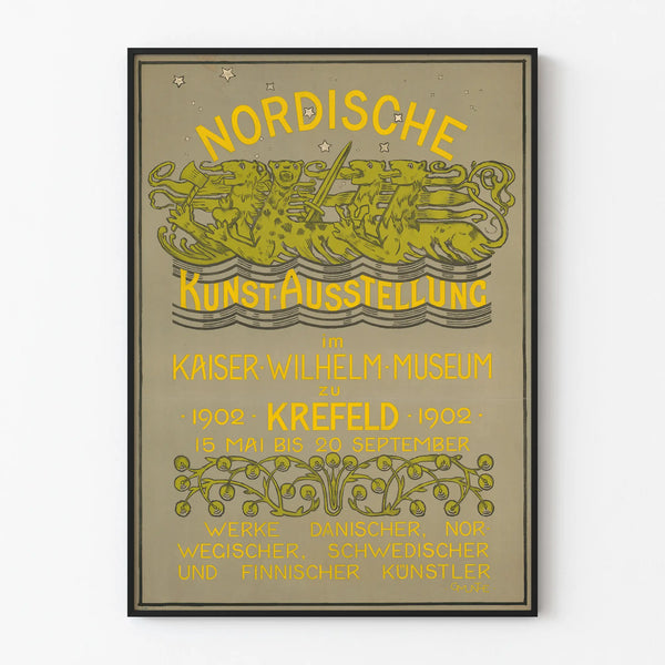 Vintage poster for Nordic art exhibition Krefeld 1902