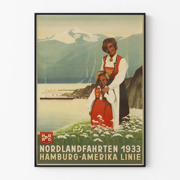 Vintage Poster Nordland Voyages 1933 Hamburg America Line