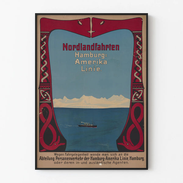 Vintage Poster Nordlandfahrten Hamburg Amerika Line
