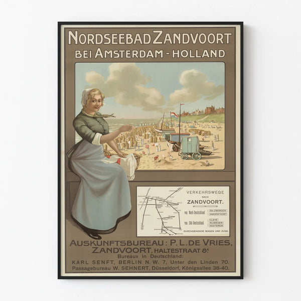 Vintage poster of Nordseebad Zandvoort near Amsterdam - Retro wall decoration