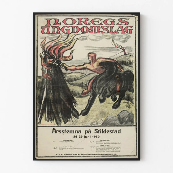 Vintage Poster Noregs Ungdomslag Årsstemna Stiklestad 1930